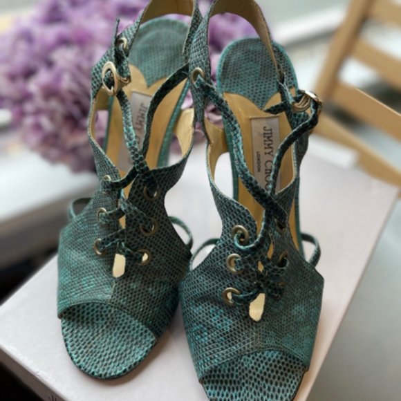 Jimmy Choo Lizard Open Toe Sz 39.5 Shoe - Picture 2 of 9
